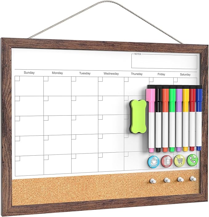 Calendar Whiteboard for Wall, 17x13 Inches White Board Calendar Dry Erase by Tankee