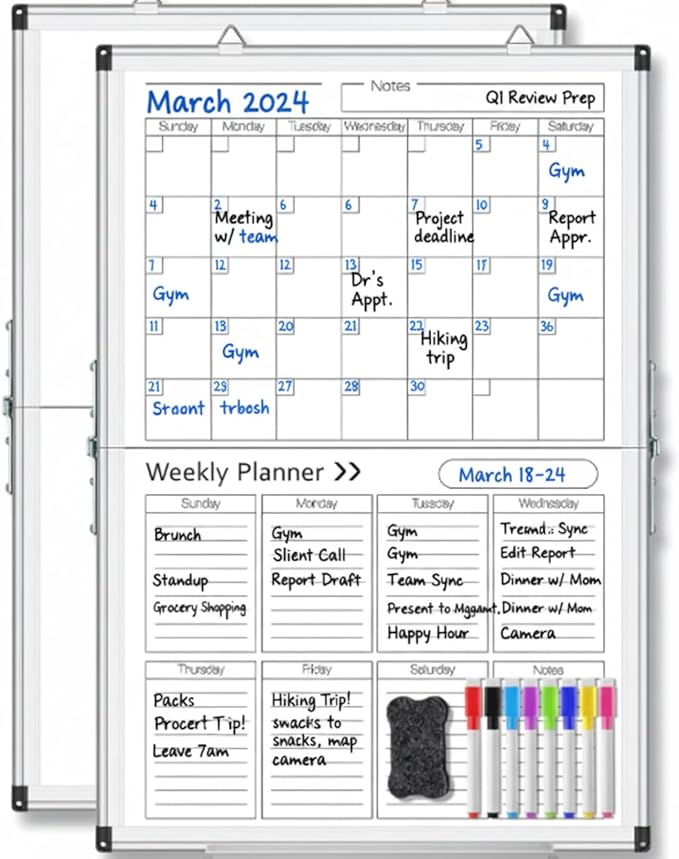 Lincia Dry Erase Calendar for Wall Undated Dry Erase Calendar Planner Aluminum by Lincia