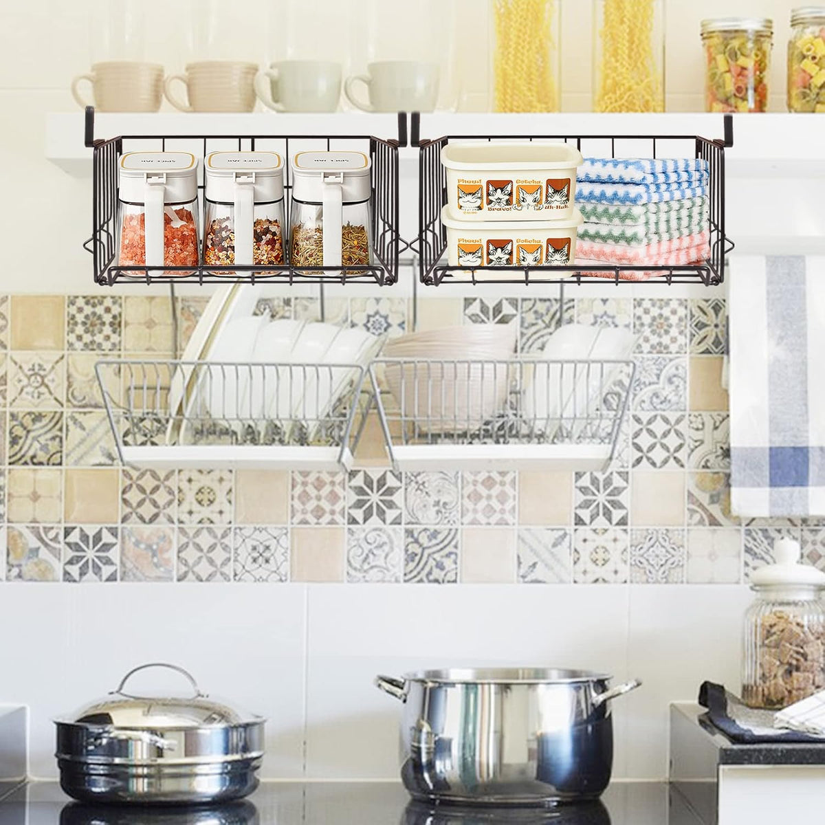 Under Shelf Basket Storage, Steel Under Shelf Hanging Wire Baskets Shelves fo...