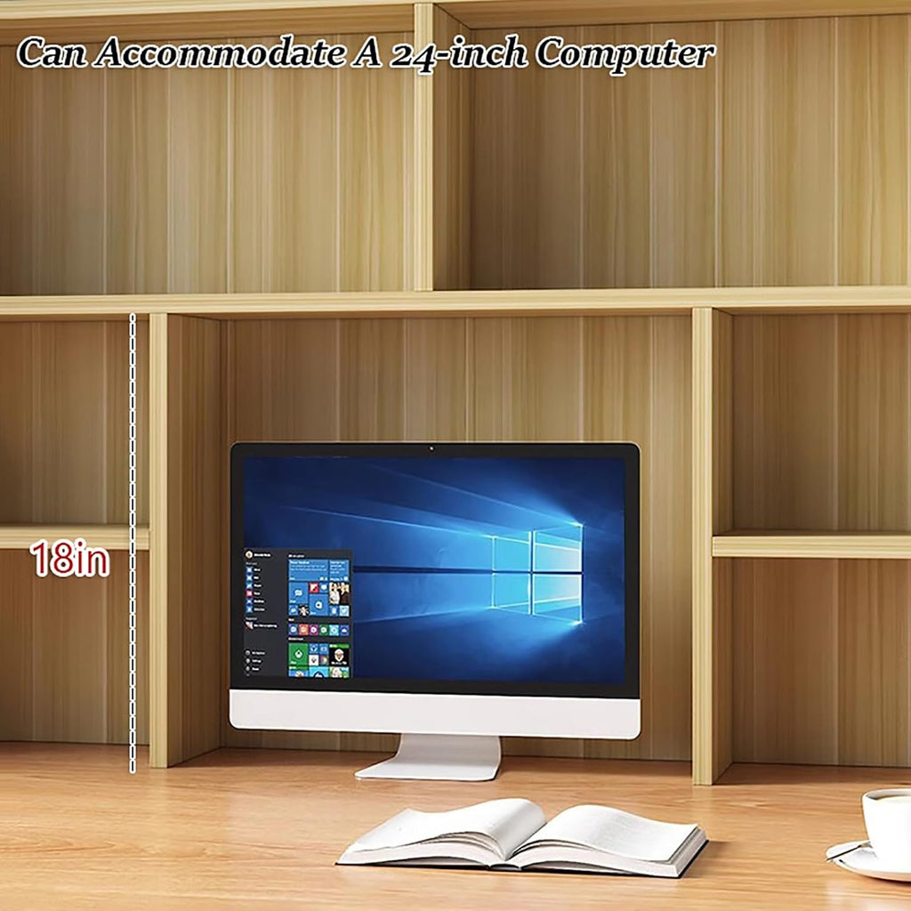 Wooden Dorm Desk Hutch White,Desktop Bookshelf for Computer Desk,3-Tier Countertop Display Rack,Desk Accessories Workspace Organizers for Home Office(31.5″W×7.9″D×35.4″H, White)