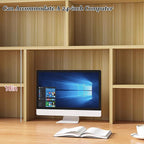 Wooden Dorm Desk Hutch White,Desktop Bookshelf for Computer Desk,3-Tier Countertop Display Rack,Desk Accessories Workspace Organizers for Home Office(31.5″W×7.9″D×35.4″H, White)