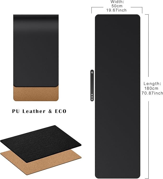 Mydours 70.9"x19.7" Black Desk Pad - Image 2