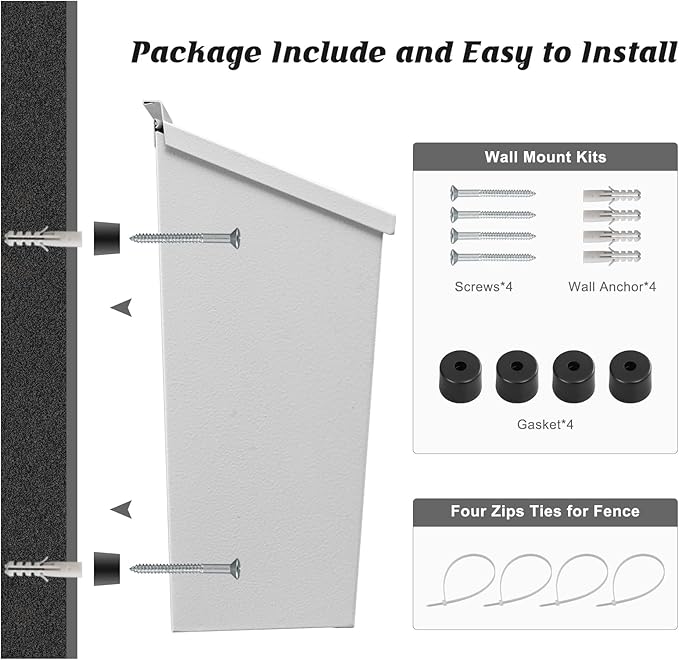 KYODOLED Wall-Mount Mailbox, Large Capacity Mail Box, Galvanized Steel - Image 4