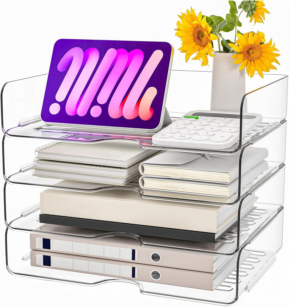 paper organizer letter tray, 4-pack acrylic file organizer, main product view
