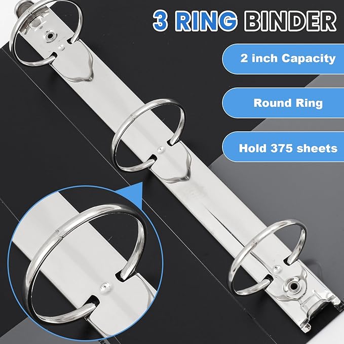 Henoyso 12 Pcs 3 Ring 2 Inch Binders Fits 8.5 x 11 Inch Letter Size Paper - Image 4