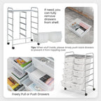 GLACER 10 Drawer Rolling Cart, Storage Cart - Image 4