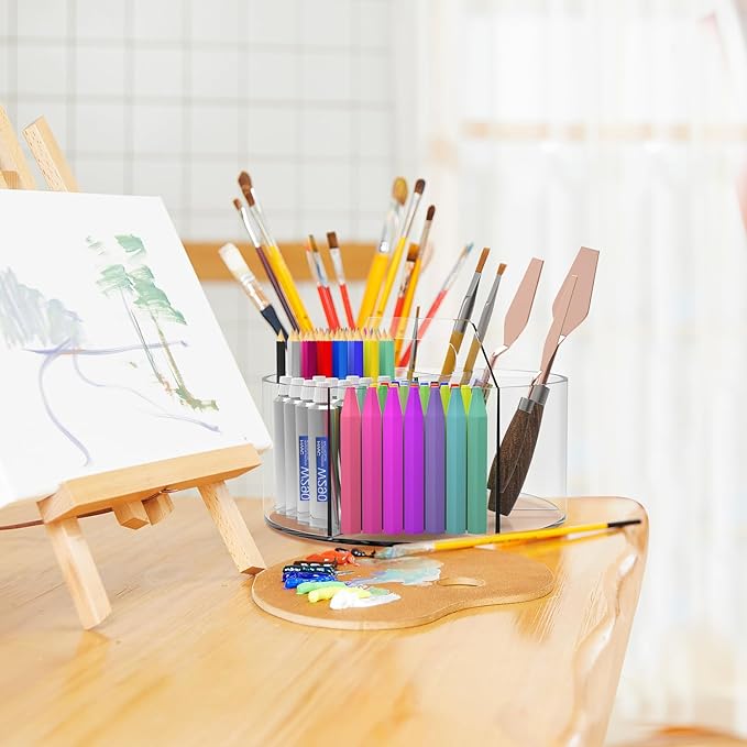 Absonic Acrylic Pen Holder Pencil Organizer, 360-Degree Rotating Pencil Holder - Image 6