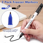 Janlaugh 2 Pcs Freezer Permanent Markers Waterproof Fast Drying Labels 1.0mm - Image 2