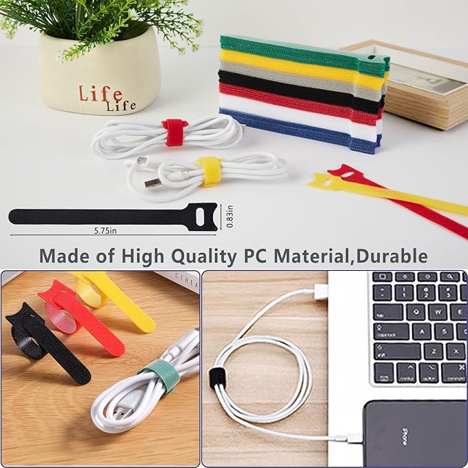 ELII 300PCS Cable Management Kit, 4 Cable Sleeve 35 Cable Clips - Image 8