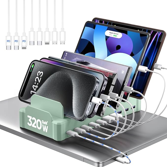 Charging Station for Multiple Devices, Zobirez 10-Port USB C Fast Charger by Zobirez