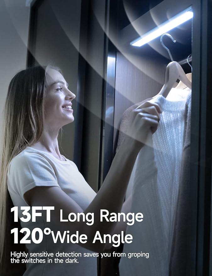 YIGER 2 Packs Under Cabinet Lights, 2000mAh Rechargeable 62 LED White Lighting - Image 2