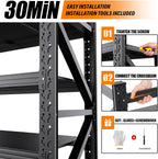 59"w garage shelving heavy duty metal storage shelves, front angle view