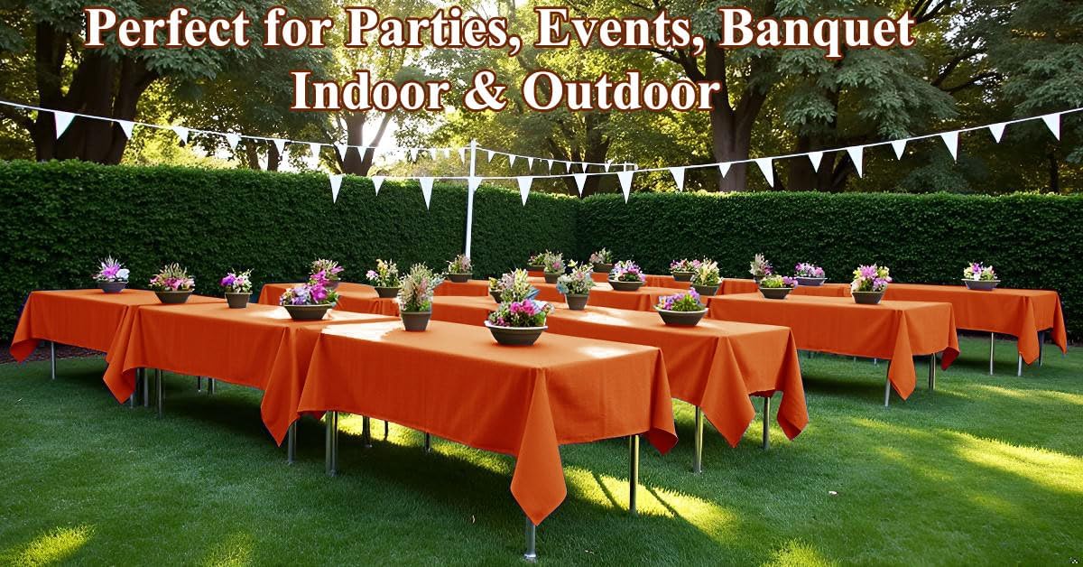 [6 Pack] Orange Paper Tablecloth Disposable for Rectangle Tables, 54 X 108 In...