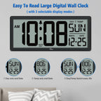 wallarge 14.5'' large digital wall clock battery operated, close-up detail