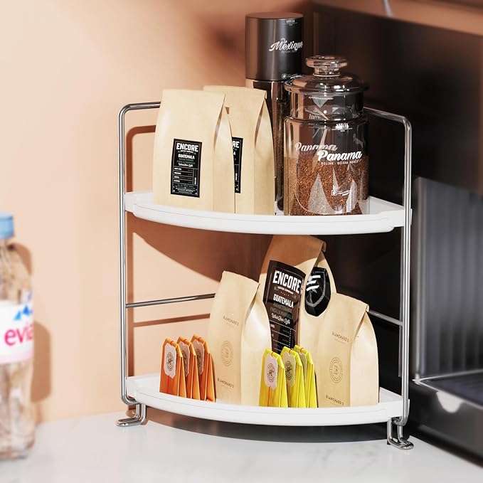 JANUS LiANG 2-Tier Corner Bathroom Countertop Organizer, Tiny Counter Corner - Image 5