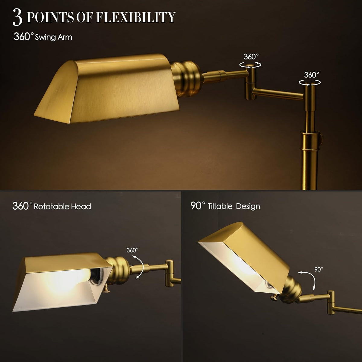 O'Bright Arcadia Pharmacy Desk Lamp, Antique Brass
