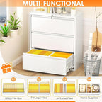 INTERGREAT 3-Drawer White Lateral File Cabinet, Locking Metal Lateral Filing - Image 4