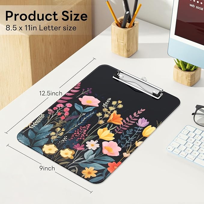 Luminzo Plastic Cute Clipboard Low-Profile Metal Clip, A4 Letter Size 9 x 12.5 - Image 2