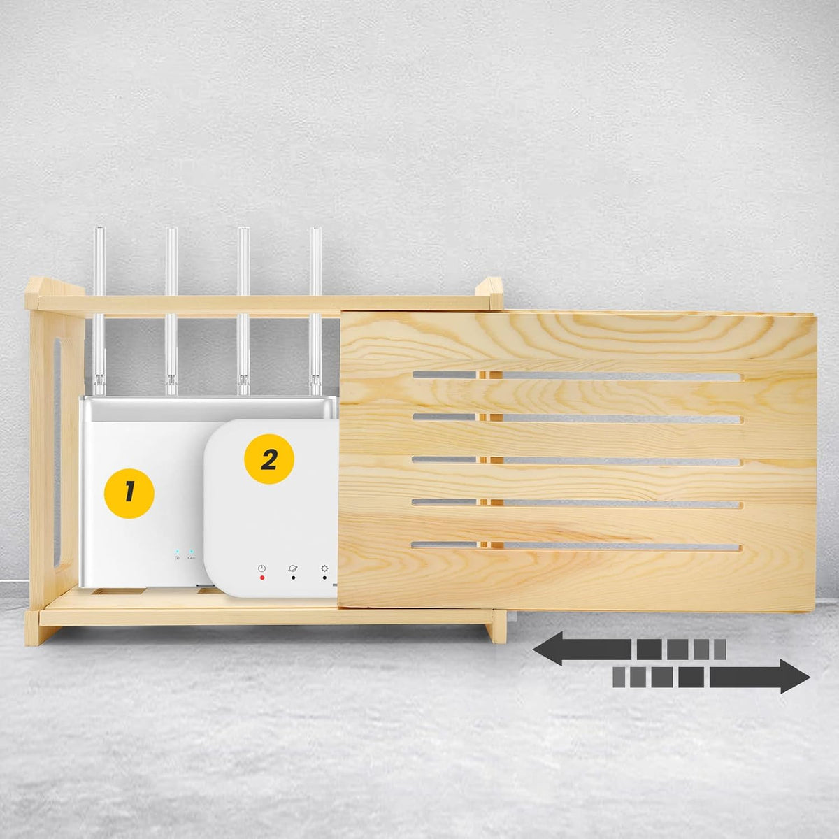 Wooden Router Shelf Wall Mount WiFi Router Storage Box Modem Cable Router Cov...