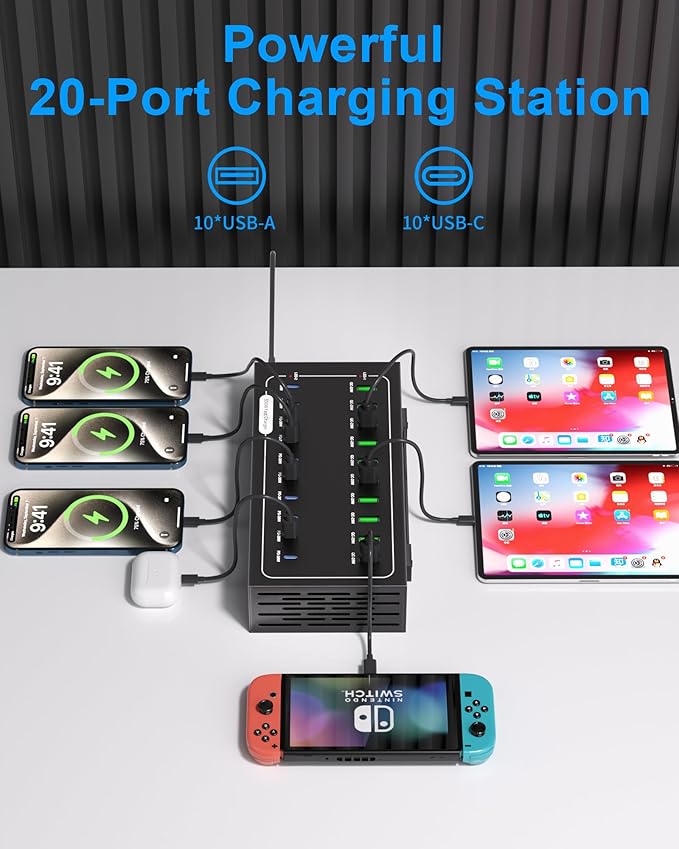 580W USB Charging Station, 20 Port Fast Charging Station - Image 2