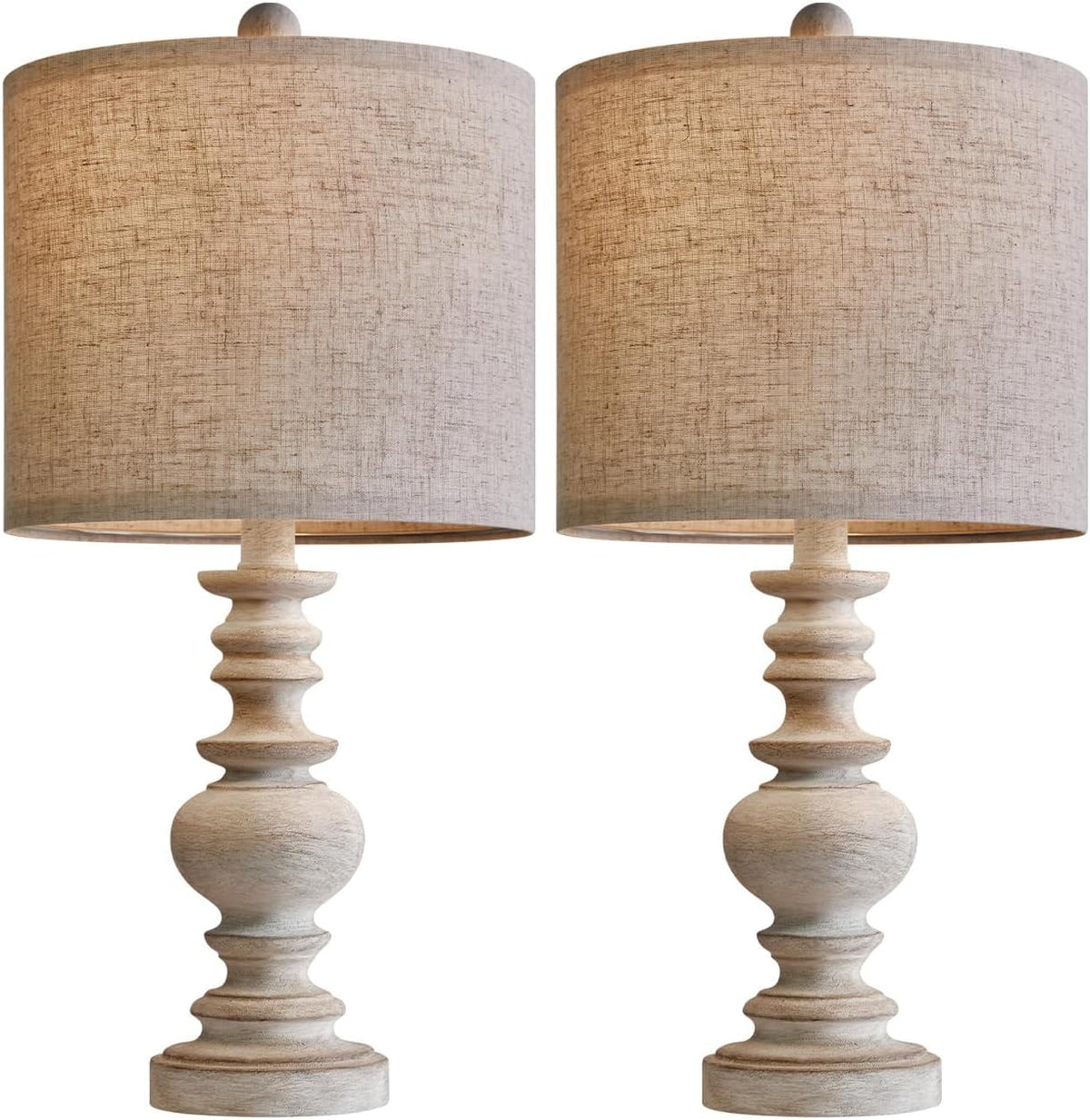 BOBOMOMO Tradition 20" Rustic Table Lamp Set of 2 for Living Room Bedroo...
