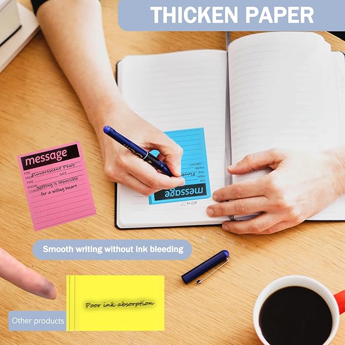 Phone Message Sticky Notes Phone Memo Pads, 6 Pads Lined Sticky Notes Pads - Image 4