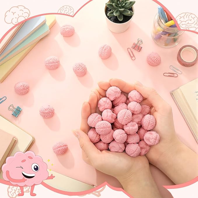 Gilprop 24 Pcs Brain Shaped Erasers Bulk, 1 Inch Mini Halloween Erasers - Image 2