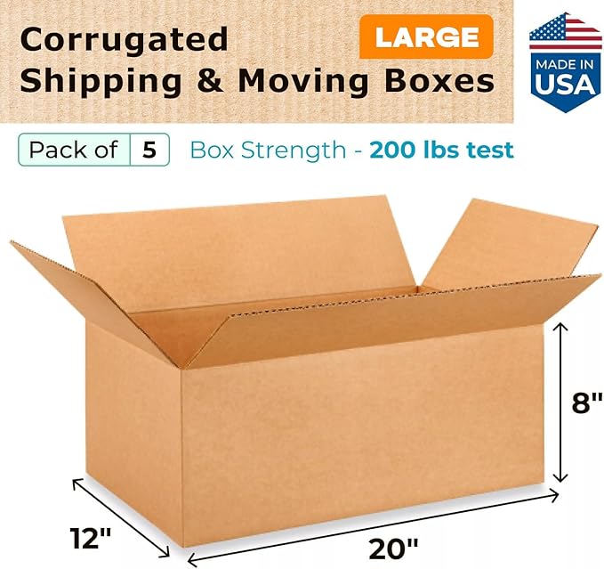 Large Shipping & Moving Boxes 20 x 12 x 8 inches - Image 2