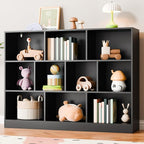 Cozy Castle Black Bookshelf, 3-Tier Open Shelf Bookcase, 10 Cube Storage by CozyCastle