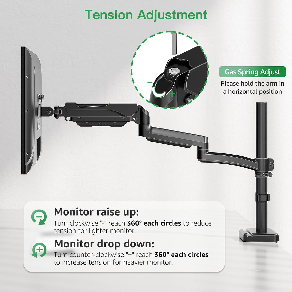 MOUNT PRO Single Long Monitor Arm, 13 to 32 inch Computer Monitor Desk Mount,...
