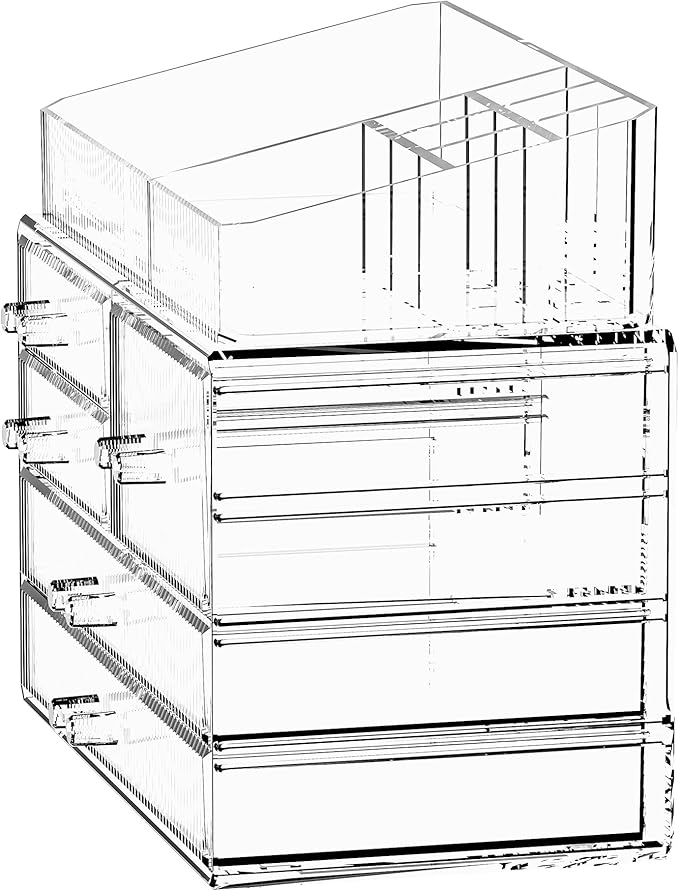 ZHIAI Stackable Storage Drawers, Acrylic Bathroom Counter Organizer Clear - Image 6