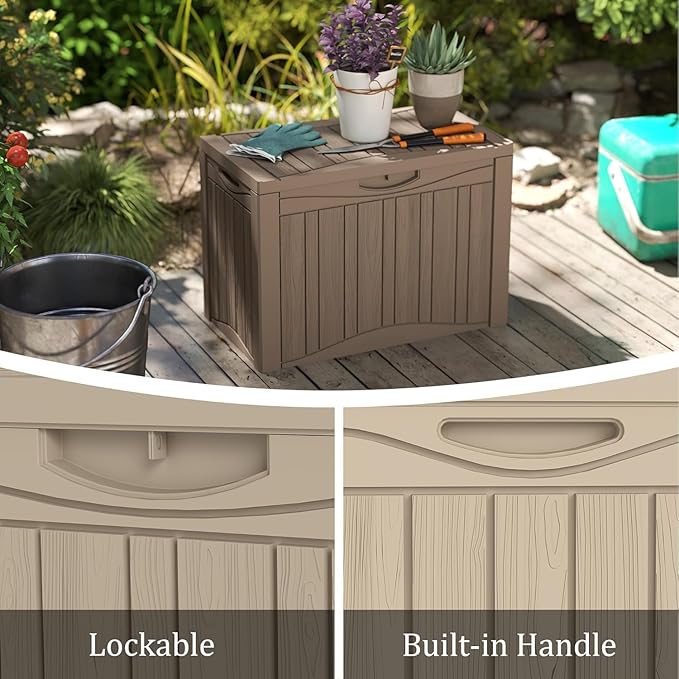 TARKARI 45 Gallon Lockable Resin Deck Box, Waterproof & UV-Resistant Outdoor - Image 6