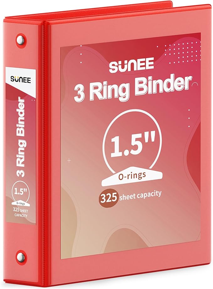 SUNEE 3 Ring Binder 1.5 Inch 1 Pack by SUNEE