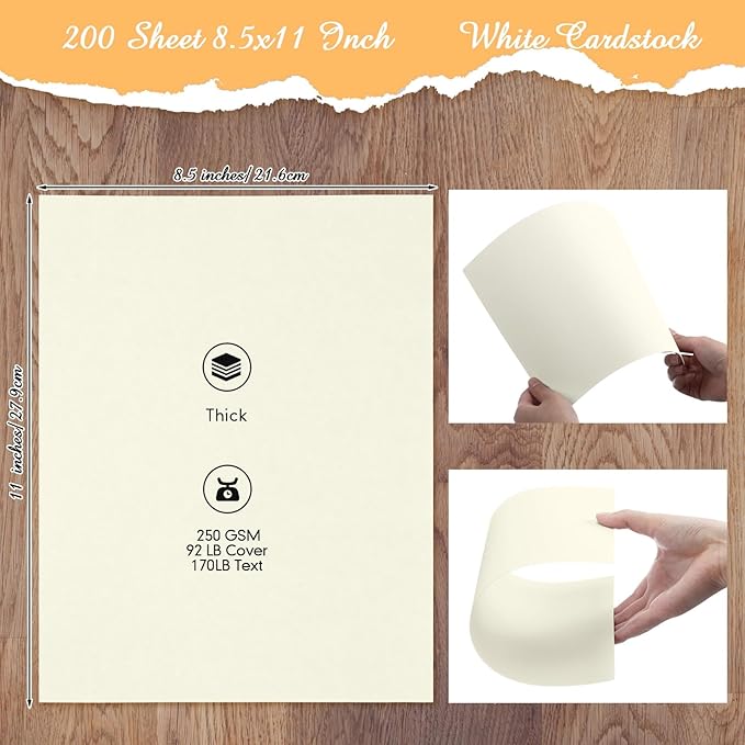 Fainne 200 Sheets 8.5 x 11 Inches Card stock Thick Paper Heavyweight Card Stock - Image 2