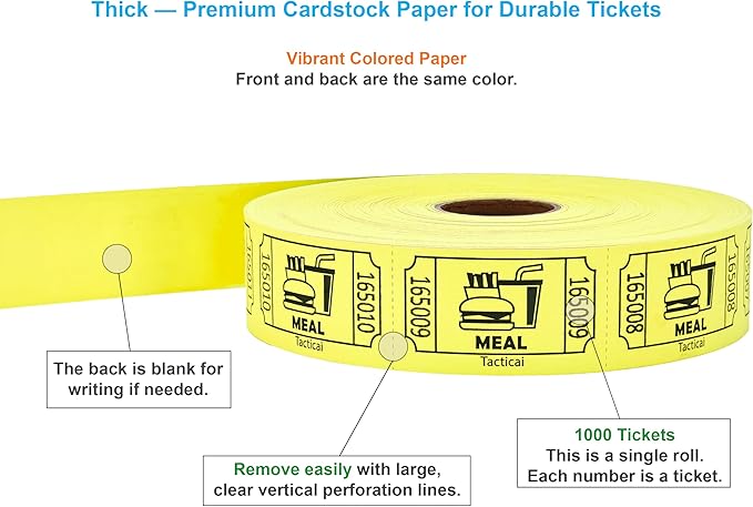 Tacticai 1000 Raffle Tickets, Single Roll, Ticket - Image 2