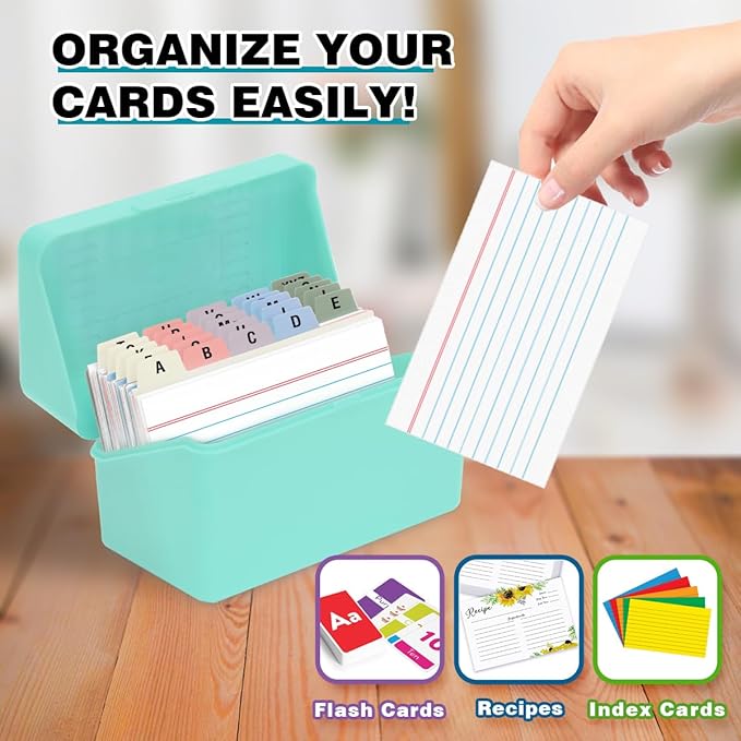 H4D 3x5 Index Card Holder with 100 Heavyweight Ruled Index Cards and 25 Plastic - Image 6