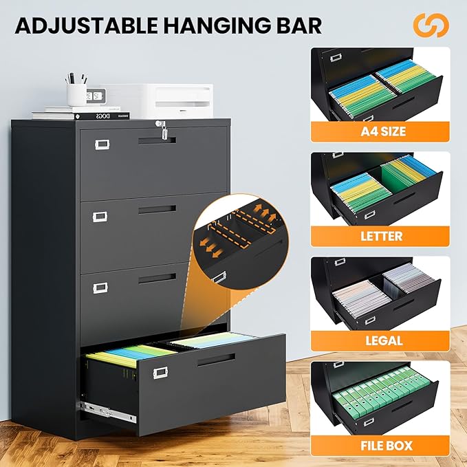 AFAIF 4 Drawer File Cabinets for Home Office, Metal Filing Cabinet - Image 5
