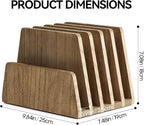 KIRIGEN Wooden Desk Mail Organizer 5 Slots File Paper Holder Desktop Wood - Image 6