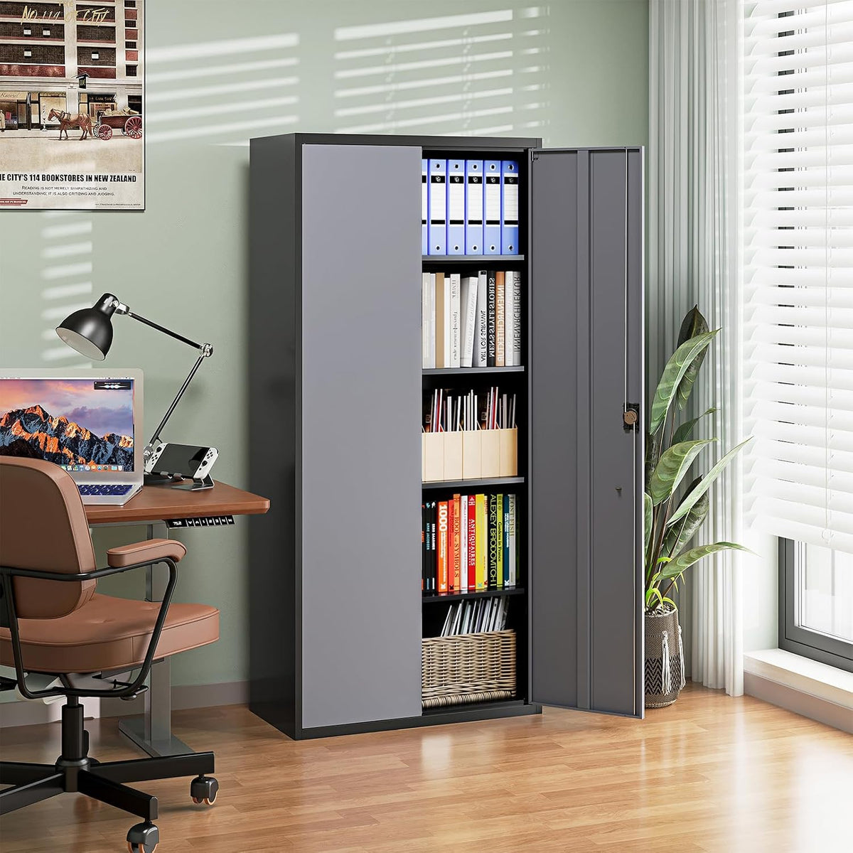 letaya metal garage storage cabinets with lock door, view 9