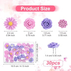 XLIUAX 40Pcs Flower Push Pins, Rose Thumb Tacks Cute Pink Thumbtacks - Image 4