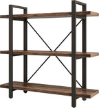 3 Tier Bookshelf Modern Rustic Open Bookshelf Office Solid Wood Bookcase and - Image 4