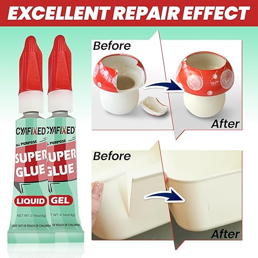 Super Glue Gel & Liquid, Single Use Strong Cyanoacrylate Adhesive - Image 4