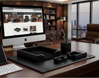DACASSO Black Bonded Leather 5-Piece Desk Set - Image 6
