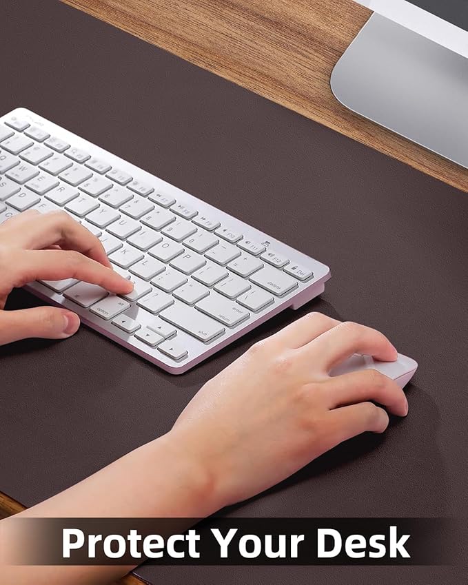 Leather Desk Pad Protector, Mouse Pad, Non-Slip PU Leather Desk Blotter - Image 3