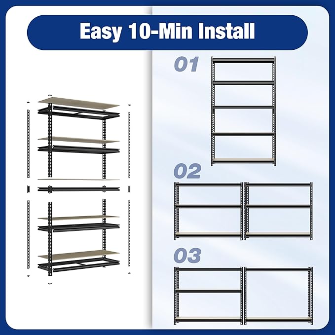 WORKPRO 5-Tier Storage Shelf, for Basement, 35.4”Wx15.7”Dx72”H - Image 6