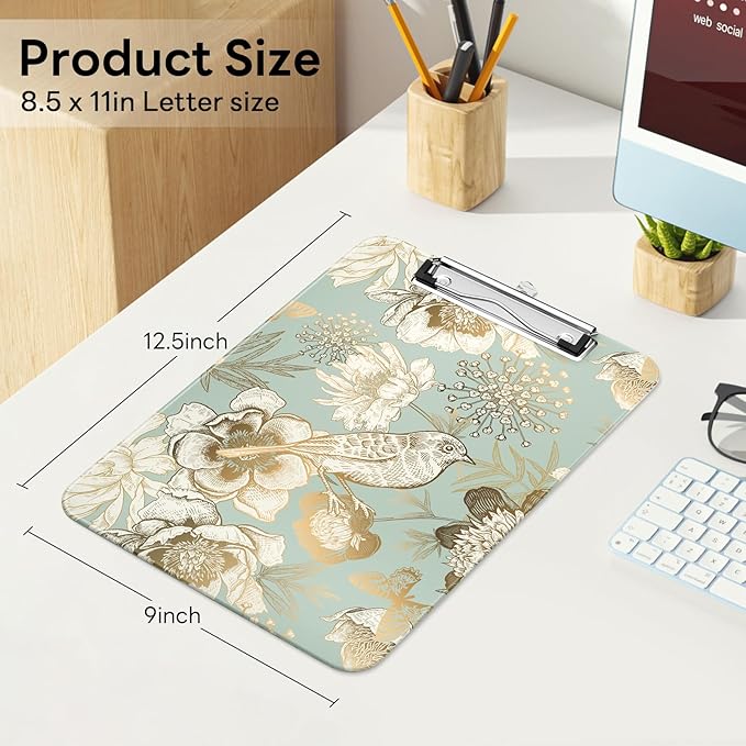 Luminzo Plastic Cute Clipboard Low-Profile Metal Clip, A4 Letter Size 9 x 12.5 - Image 2