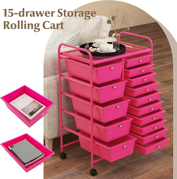 GLACER 15 Drawers Rolling Cart, Storage Cart - Image 7