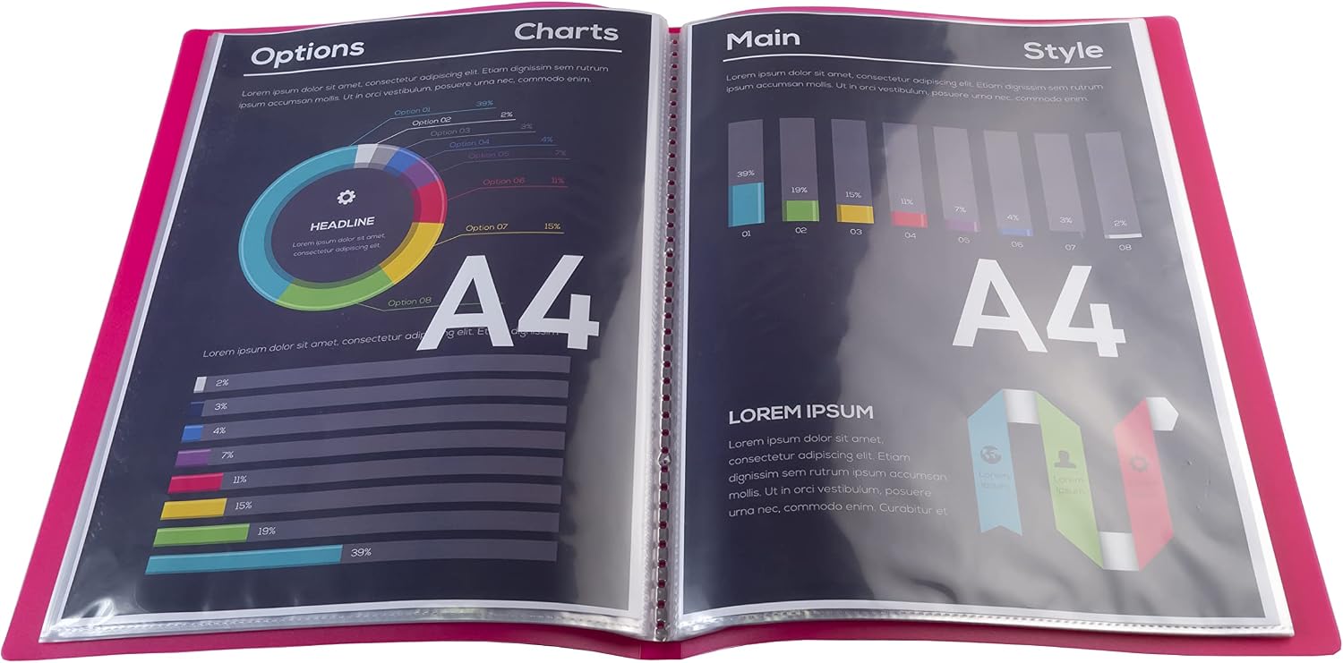 Exacompta 85465E Chromaline A4 Opauque PP Display Book, 40 Pockets, Red