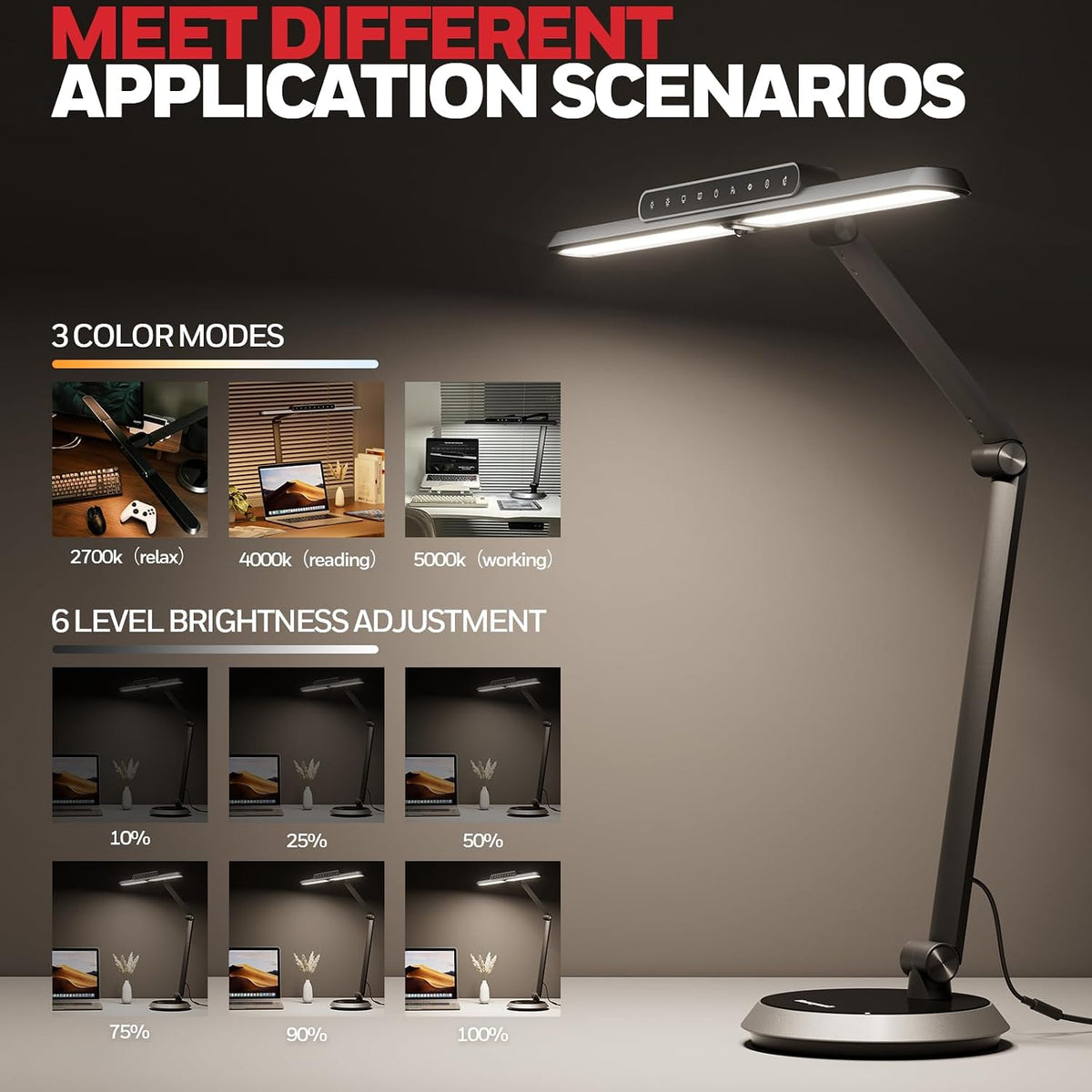 Honeywell H9 Sunturalux LED Dimmable Desk Lamp with Motion-Sensing