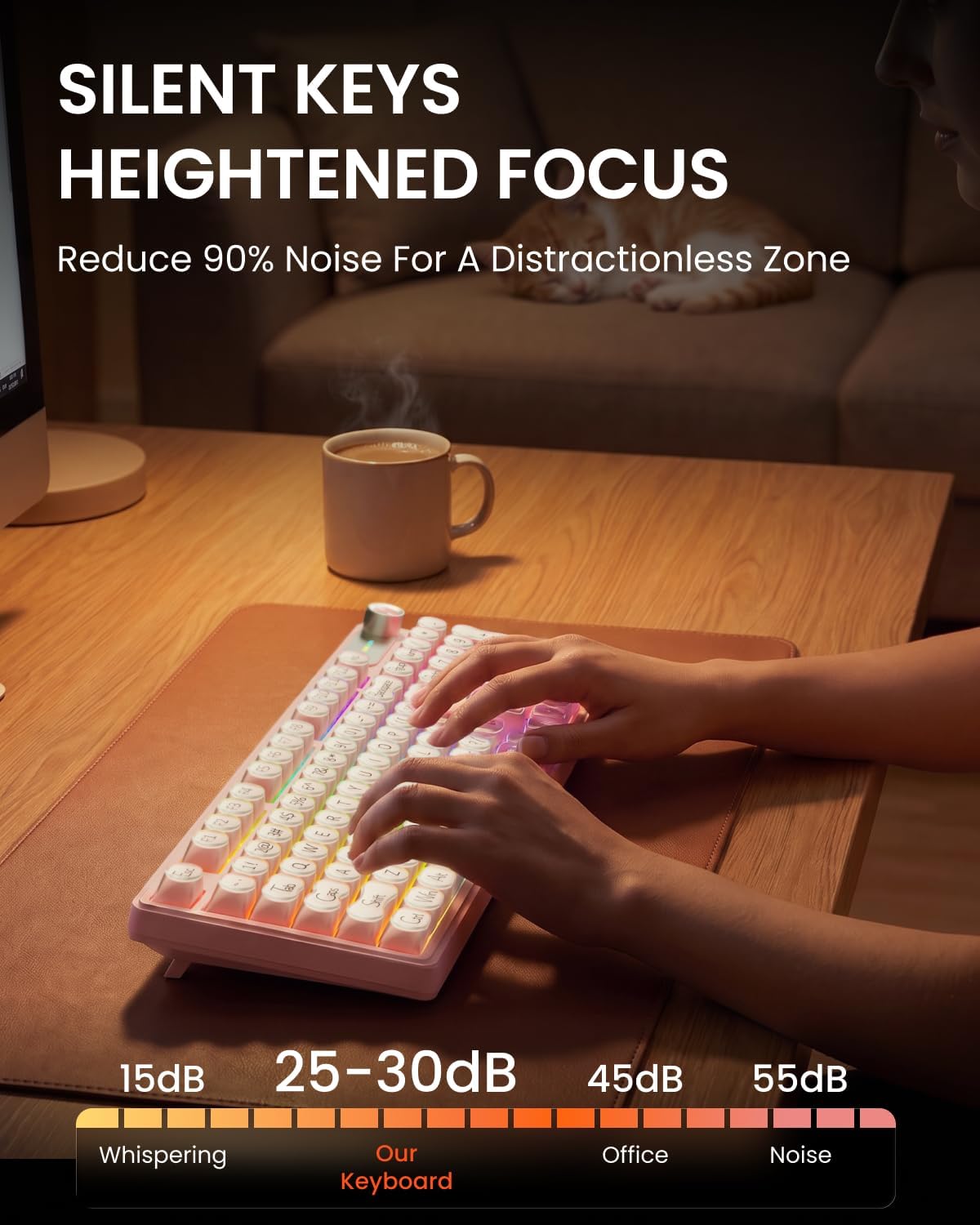 EWEADN V102 Wireless Keyboards, 98 Key Gaming Keyboard with Screen & Medi...
